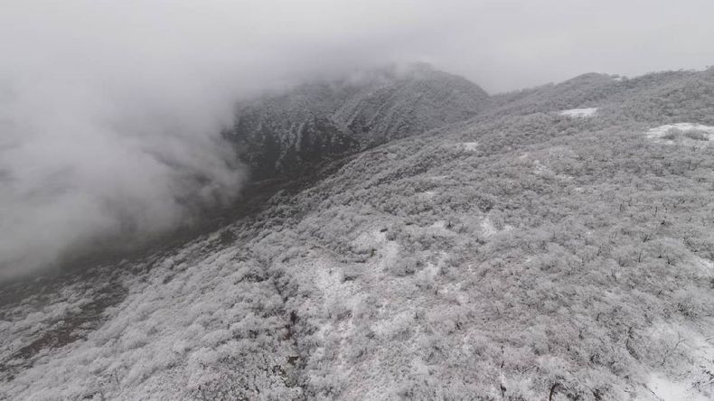 La nevada en Yala vista desde el aire