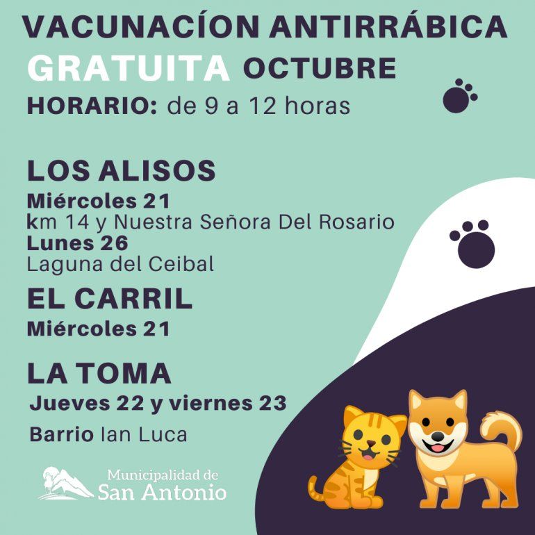 Campaña de Vacunación Antirrábica 2020 - San Antonio