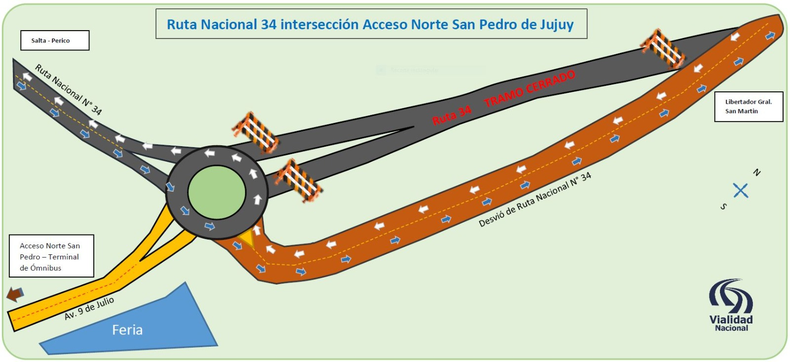 TRAMO RUTA NAC. 34 ALT ACC NORTE A LA LOC. DE SAN PEDRO: Desvío de transito temporario - con extrema precaución