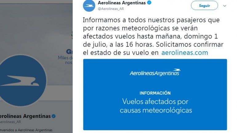 Comunicado de Aerolineas