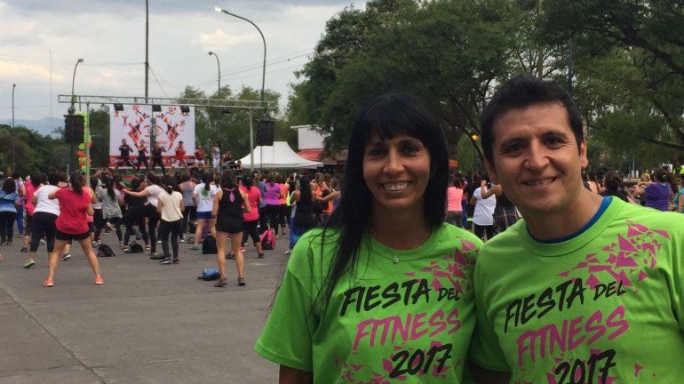 Kitty Conde y Gustavo Caliva en la fiesta del Fitness
