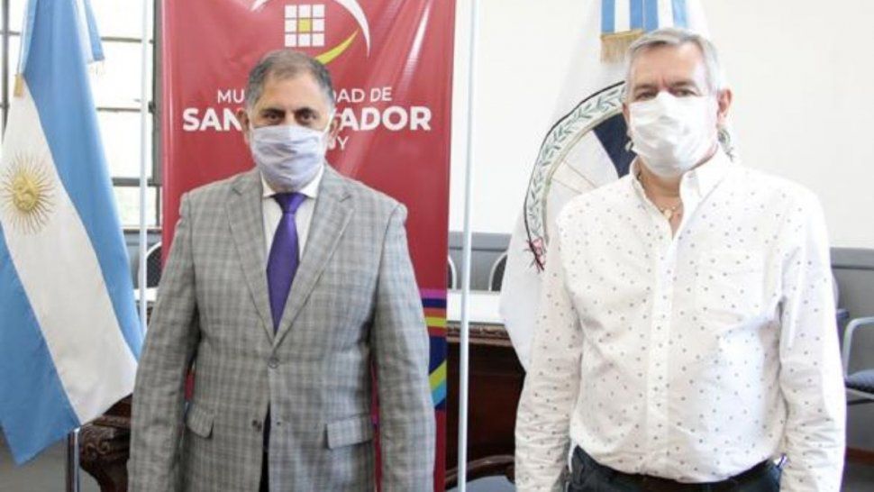 El intendente Raúl Chuli Jorge y el secretario de Servicios Públicos de la Municipalidad, Guillermo Marenco.