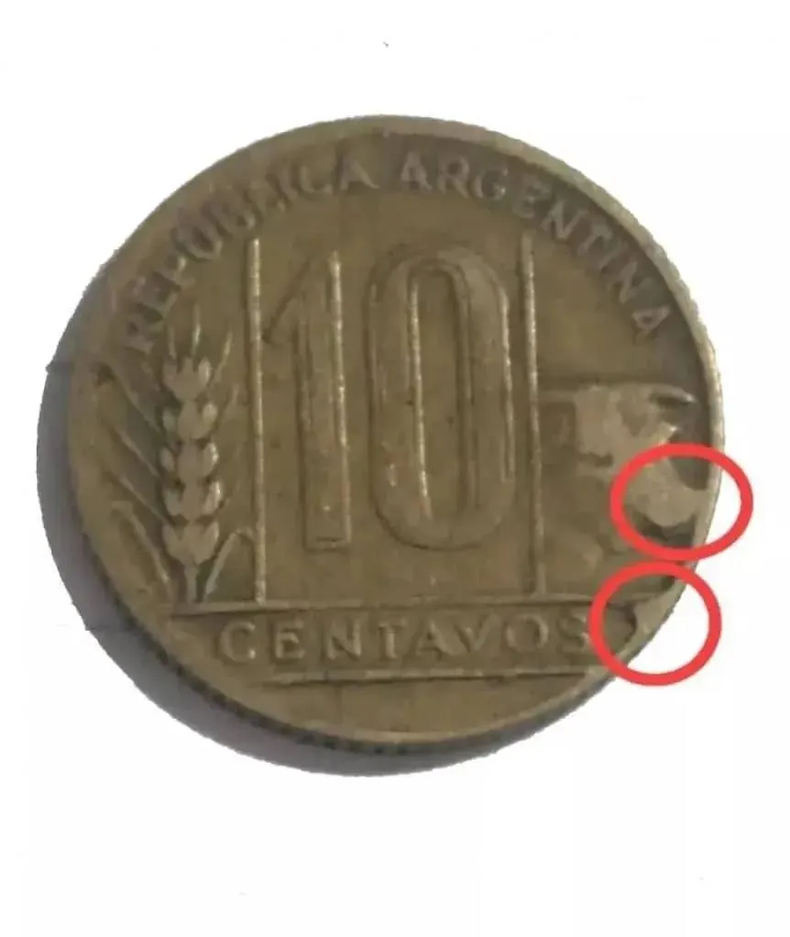 Moneda de 10 centavos.
