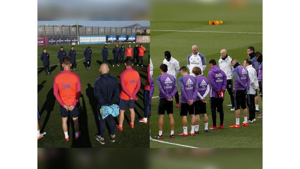 Minuto de silencio del Barcelona y Real
