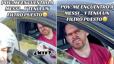 Quiso sacarse una foto con Messi pero no se dio cuenta de que tenía un filtro puesto.