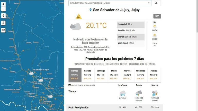 Clima en Jujuy: el pronóstico del tiempo para el 10 de diciembre