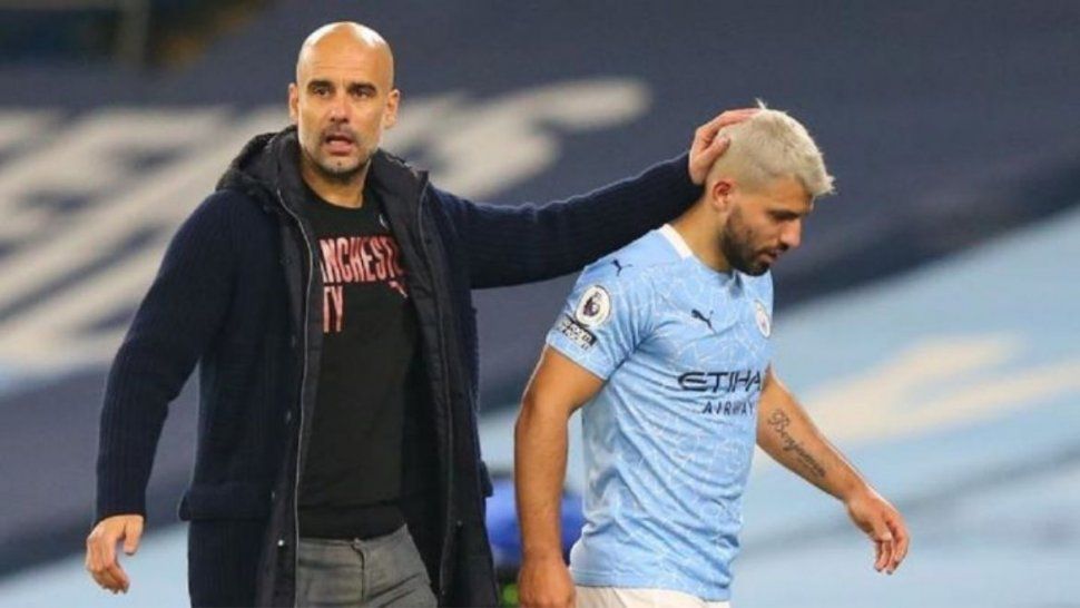 Pep Guardiola y el Kun Agüero.